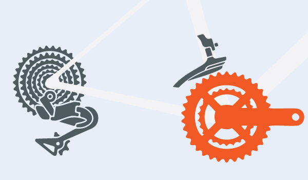 Illustration highlighting a bicycle chainset