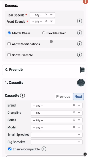 Screenshot of demonstration video for using the 'show example' feature of PartCharts.bike